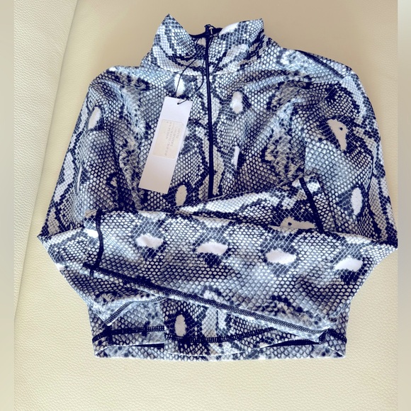 Adam Selman Python print cropped top sweatshirt zipper S $180 NEW - Picture 10 of 10